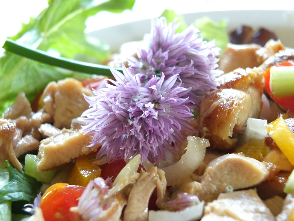 Chive Flower Salad With Chicken | Cook It Up Paleo