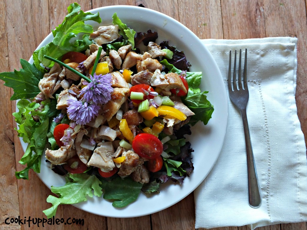 Chive Flower Salad With Chicken | Cook It Up Paleo