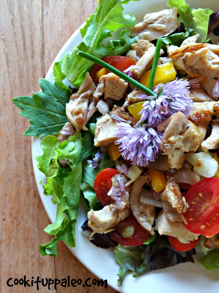 Chive Flower Salad With Chicken | Cook It Up Paleo