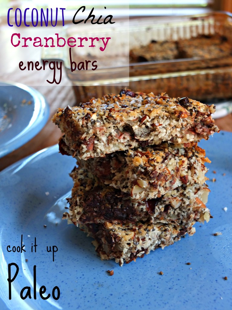 Coconut Chia Cranberry Paleo Energy Bars | Cook It Up Paleo