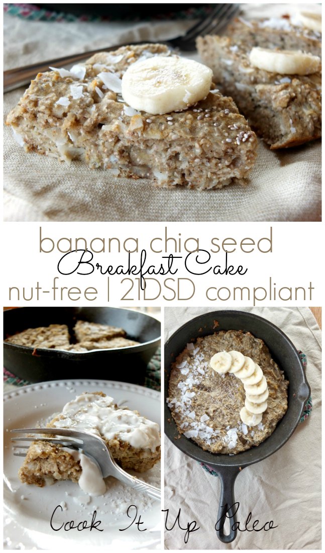 Banana Chia Seed Paleo Breakfast Cake (nut-free, 21DSD-compliant)