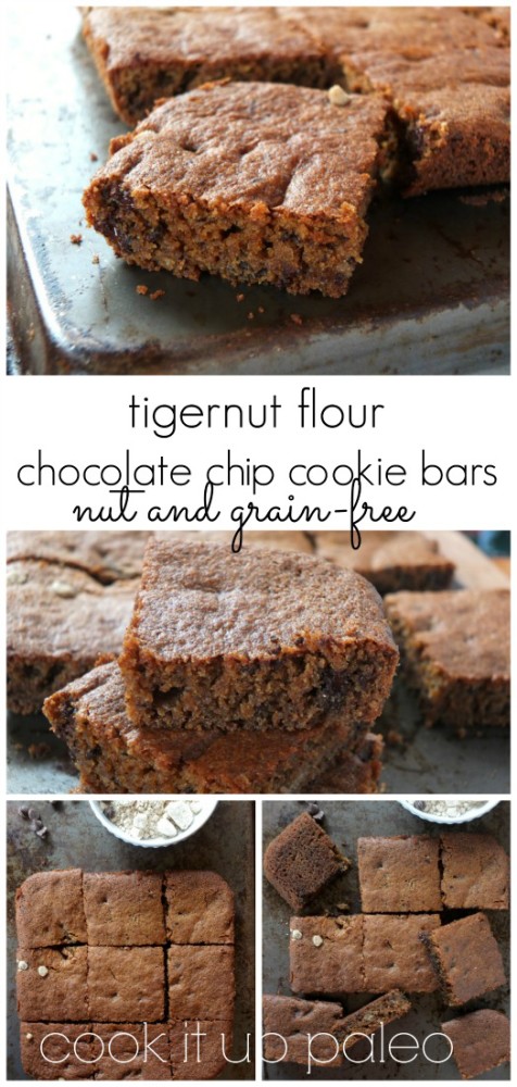 Tigernut Flour Chocolate Chip Cookies Bars | Cook It Up Paleo