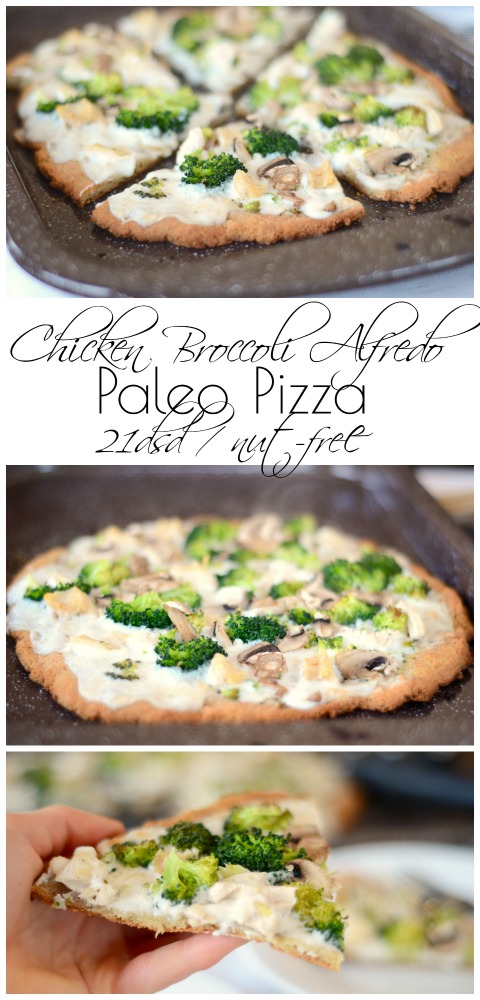 PaPaleo Coconut Flour Pizza Crust with Alfredo Sauce, Chicken, and Broccoli