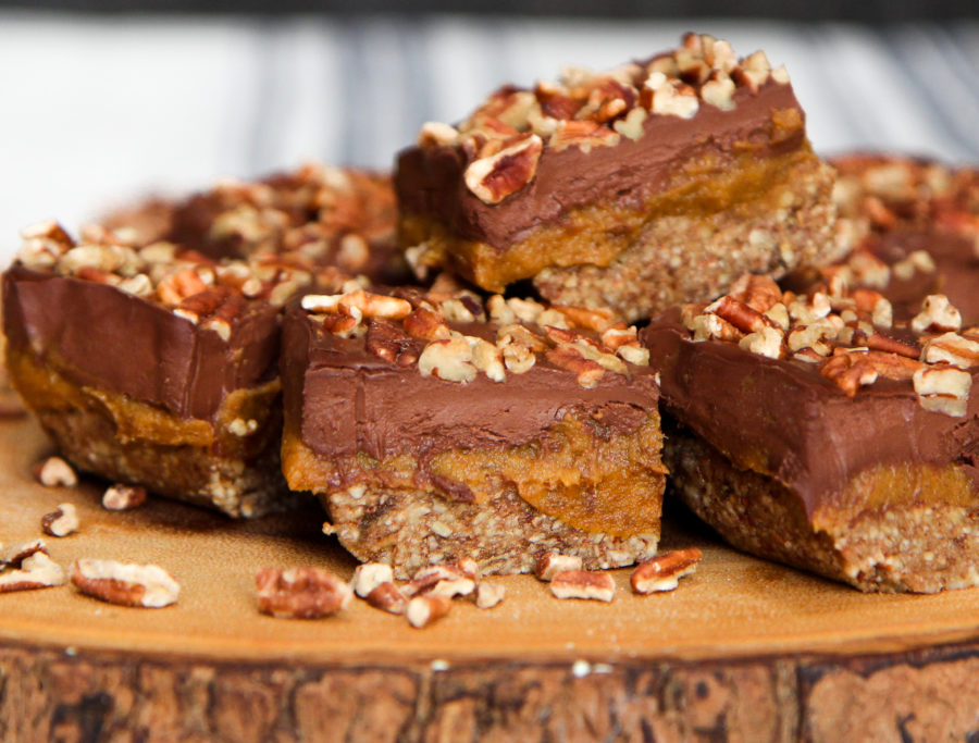 Pecan Pumpkin Caramel Bars (paleo, vegan) - guest post from Sadie Radinsky